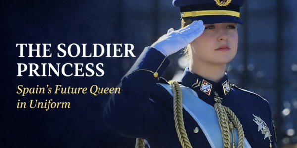 Princess Leonor in military uniform saluting during official ceremony in Spain