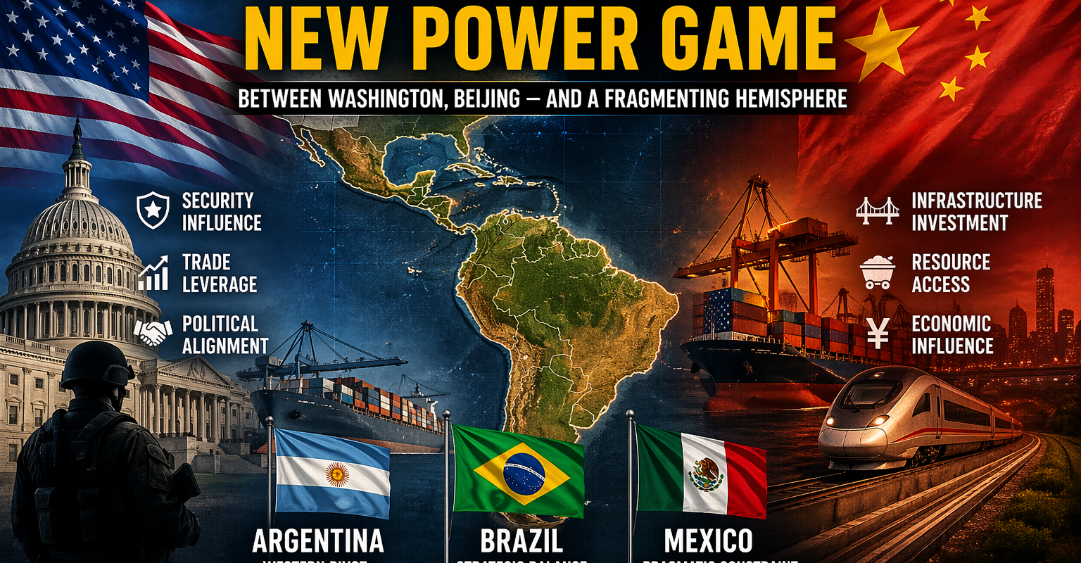 Latin America geopolitics map showing US vs China influence and Argentina Brazil Mexico strategies